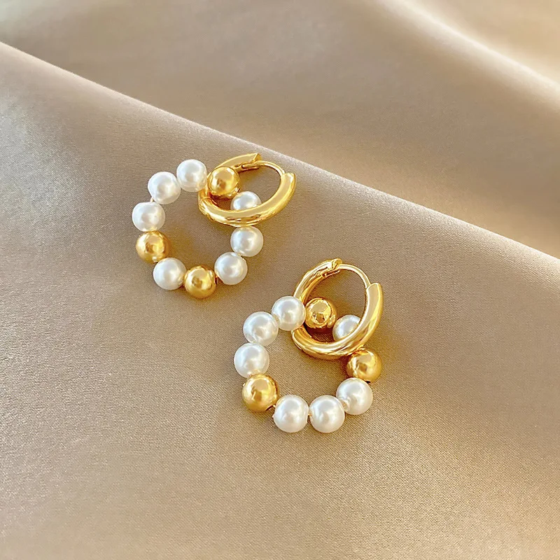 Серьги женские круги с жемчугом разноцветные корейский стиль 2021 | Украшения и