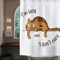high quality fabric shower curtains cartoon cats bath screens home decor waterproof and mildew proof with 12 hooks