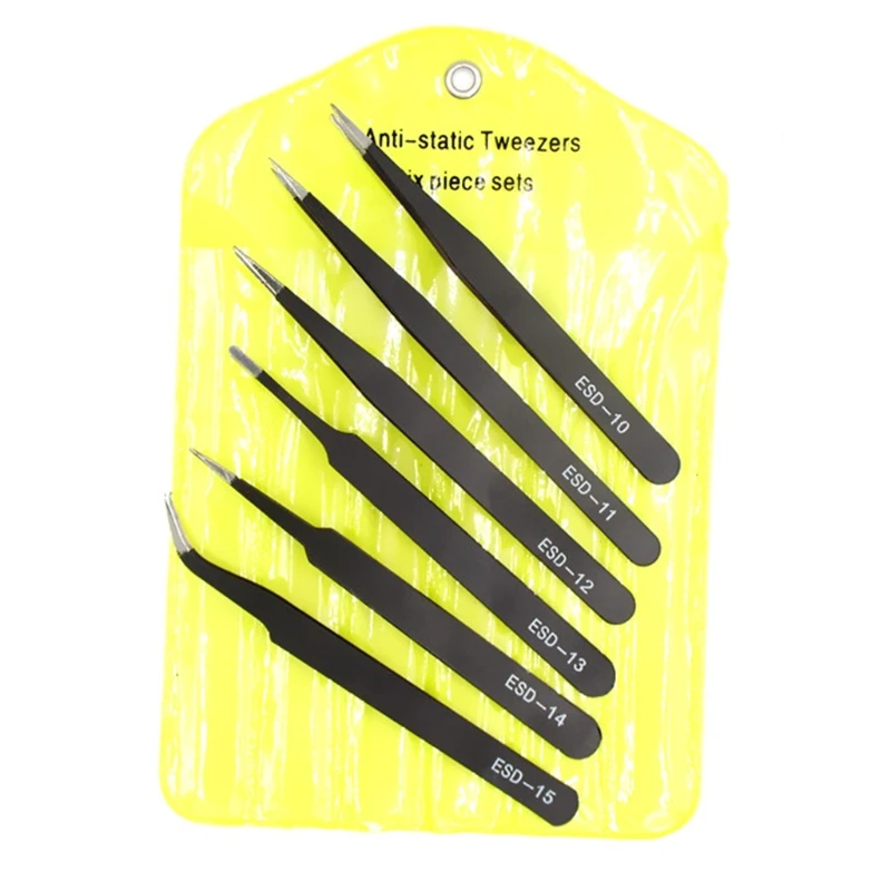 

Precision Tweezers Set 7 PCS Tweezer Kit Anti-Static Stainless Steel Curved Tweezers for Jewelry Laboratory Work M17E