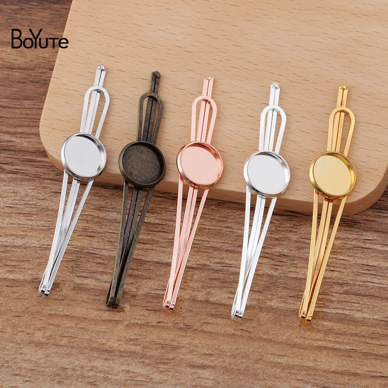 

BoYuTe (30 Pieces/Lot) 70*10MM Hairpin Welding 12MM Blank Tray Base Factory Direct Sale Diy Hair Accessories Materials