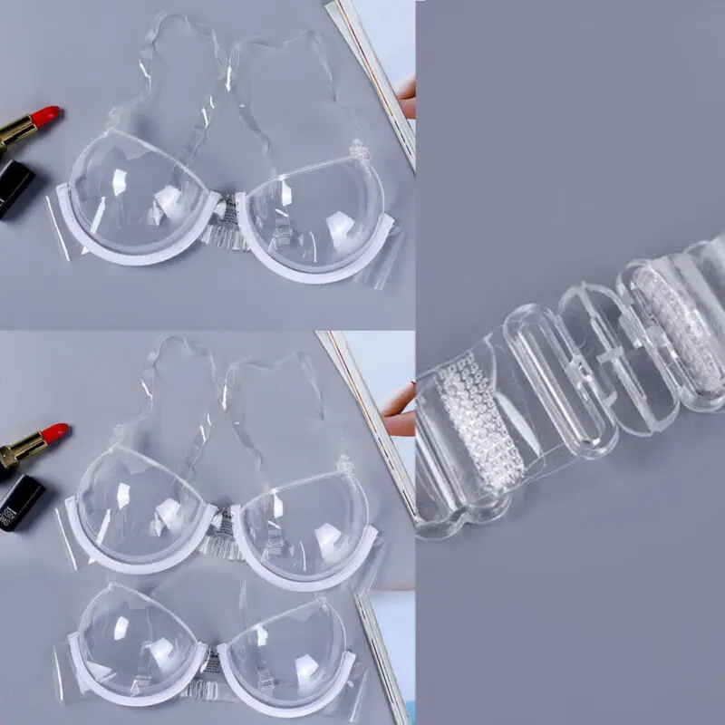 Brand New Women Transparent Invisible Push Up Bra Back Straps 3/4 Cup Clear Bras Underwear Hot Sale | Женская одежда