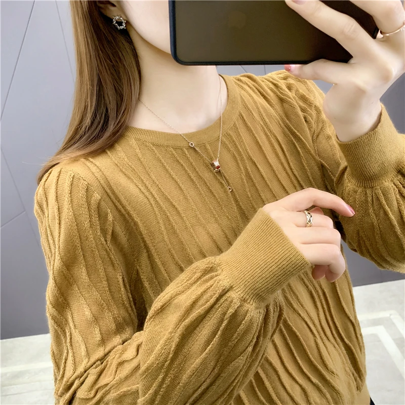 

Room 1068015, 8 on row 2 】 to film a new pure color sets round collar stripe knitting [1068] 52