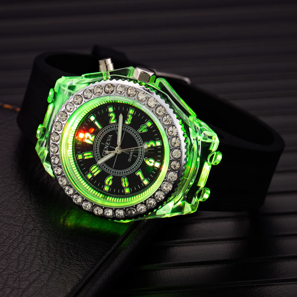 

Watch For Girls Boys LED Luminous Glow Colorful Night Wristwatch Sport Quartz Clock With Silicone Band Kids Watches Pop Relogio