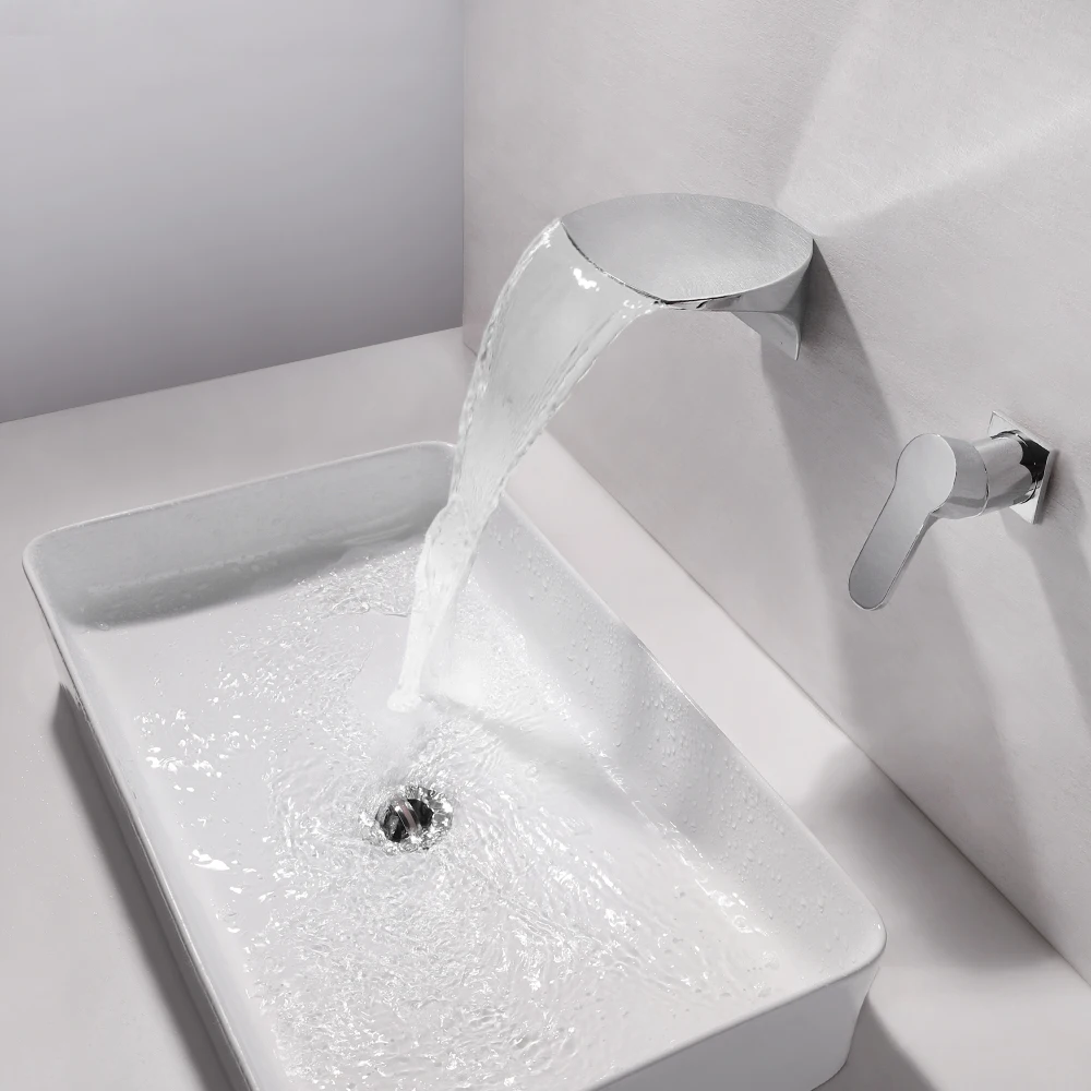 SKOWLL современный Ванная комната раковина кран светодиодный Водопад настенный