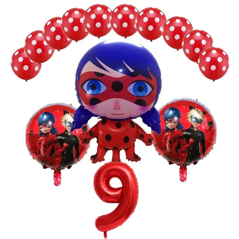 Balloons-39-14pcs 6 шт./компл. из мультфильма, популярная яркая детская одежда с рисунком "Божья коровка" Фольга воздушные шары День рождения украшения божья коровка гелиевый Майларовый и 32 дюймов шара с цифрой - Цвет: Balloons-39-14pcs