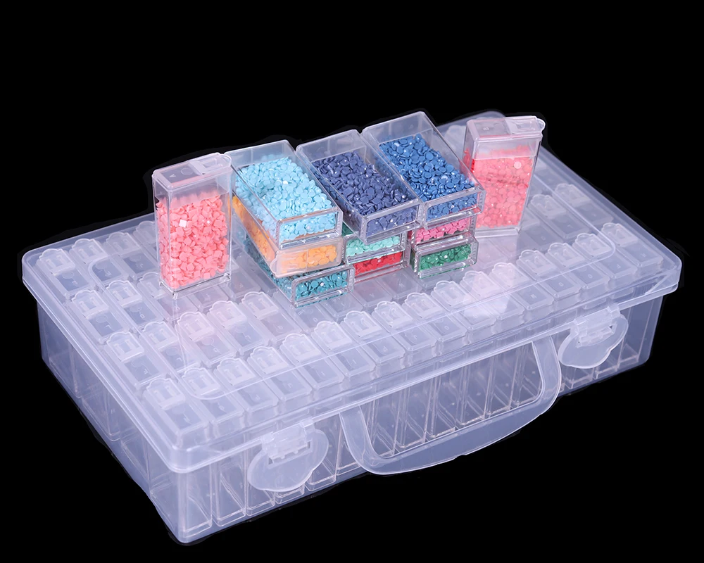 PDMDOG-caja de almacenamiento de diamantes, contenedor de 64 piezas, soporte de pintura de diamantes de pl&aacute;stico, nuevos accesorios de pintura-1
