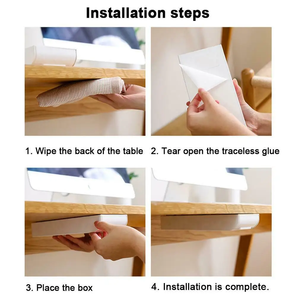 Карандаш лоток коробка самоклеящаяся под столом с выдвижными ящиками для ногтей