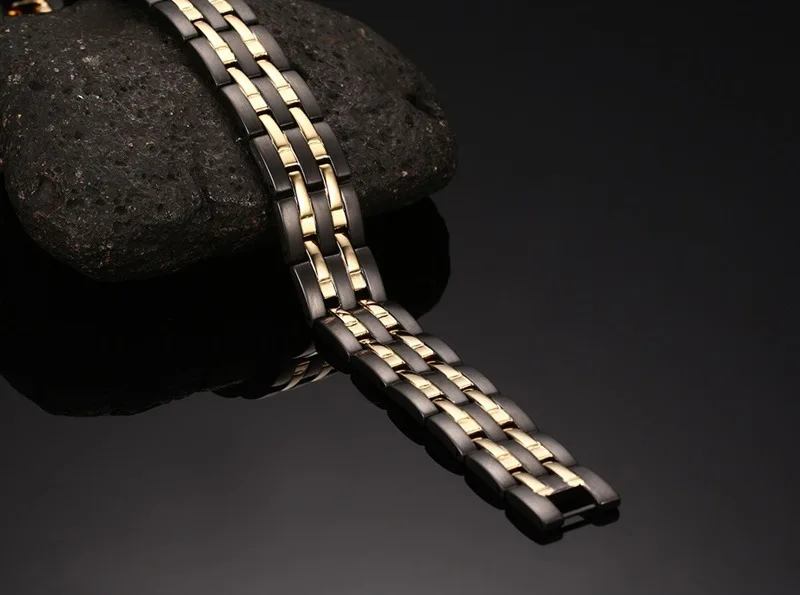 

NHGBFT Black color healthy energy bracelet for men black chain link stainless steel Magnetic bracelets male jewelry