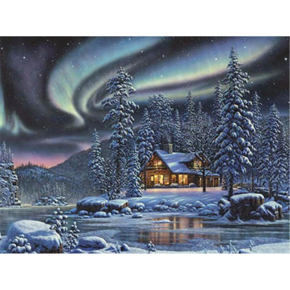 

Landscape Winter Snow Scenery DIY 5D Full Diamond Mosaic Diamond Painting Diamond Embroidery Kit Christmas Gift Supplies