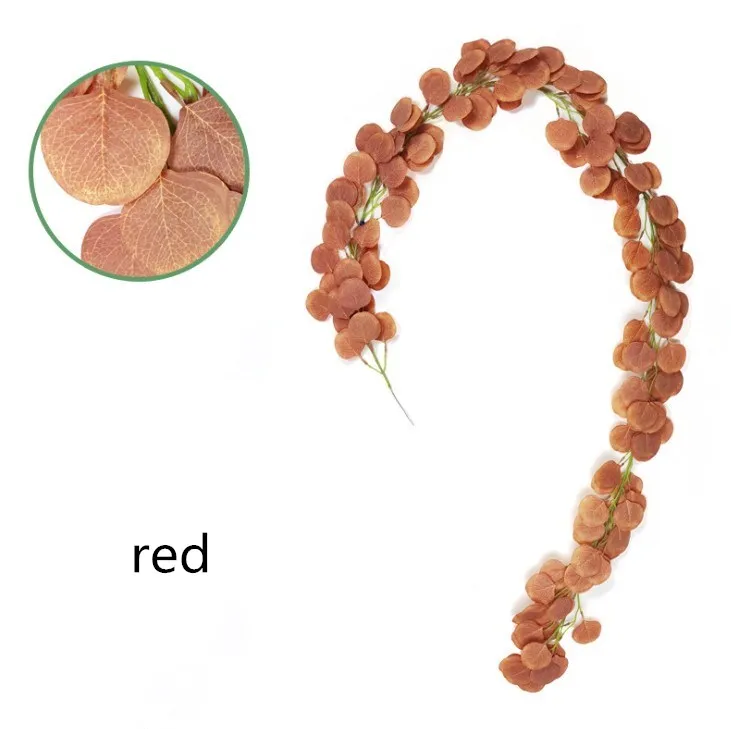 Гирлянда из зеленых листьев эвкалипта Вистерия Искусственная ЦВЕТОВ ротанг