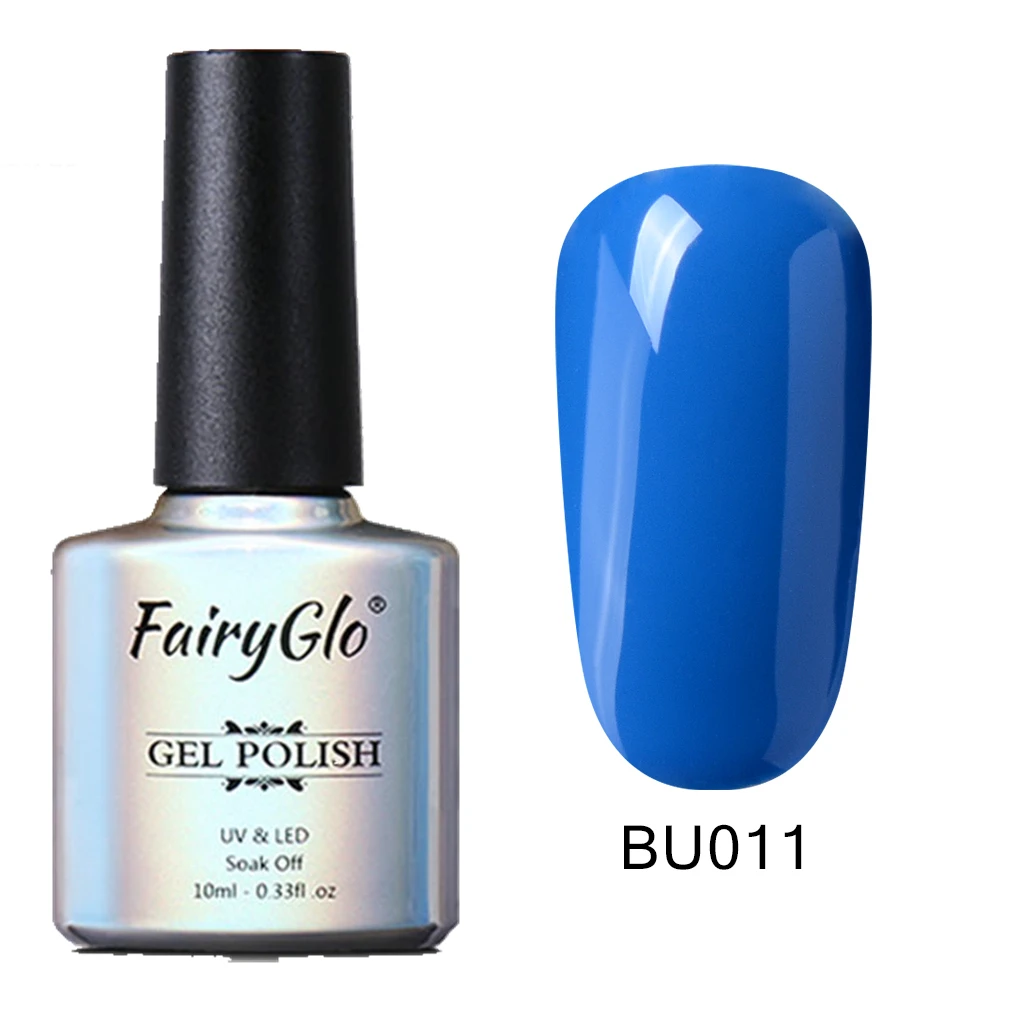 BU011 FairyGlo, 10 мл, Синий Цветной Гель-лак для ногтей, Полупостоянный Светодиодный УФ-Гель-лак, лак для дизайна ногтей, впитывающий Гель-лак, Матовый верхний слой - Цвет: BU011