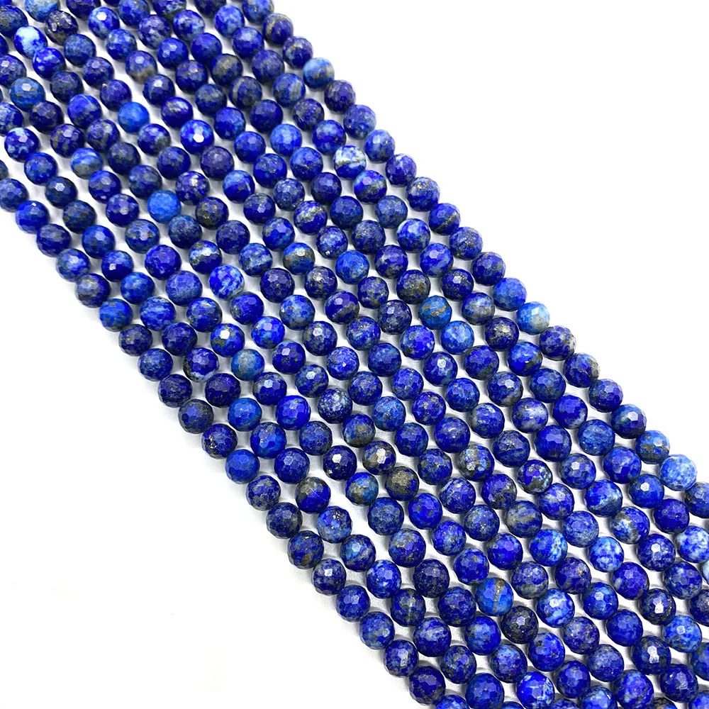

Natural Stone Faceted Round Beads Lapis Lazuli Loose Stone Beads for Jewelry Making DIY Bracelet Necklace Handmade Accessories