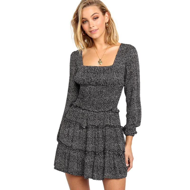 

Женское платье с длинным рукавом, повседневное ТРАПЕЦИЕВИДНОЕ мини-платье, Осень-зима 2021