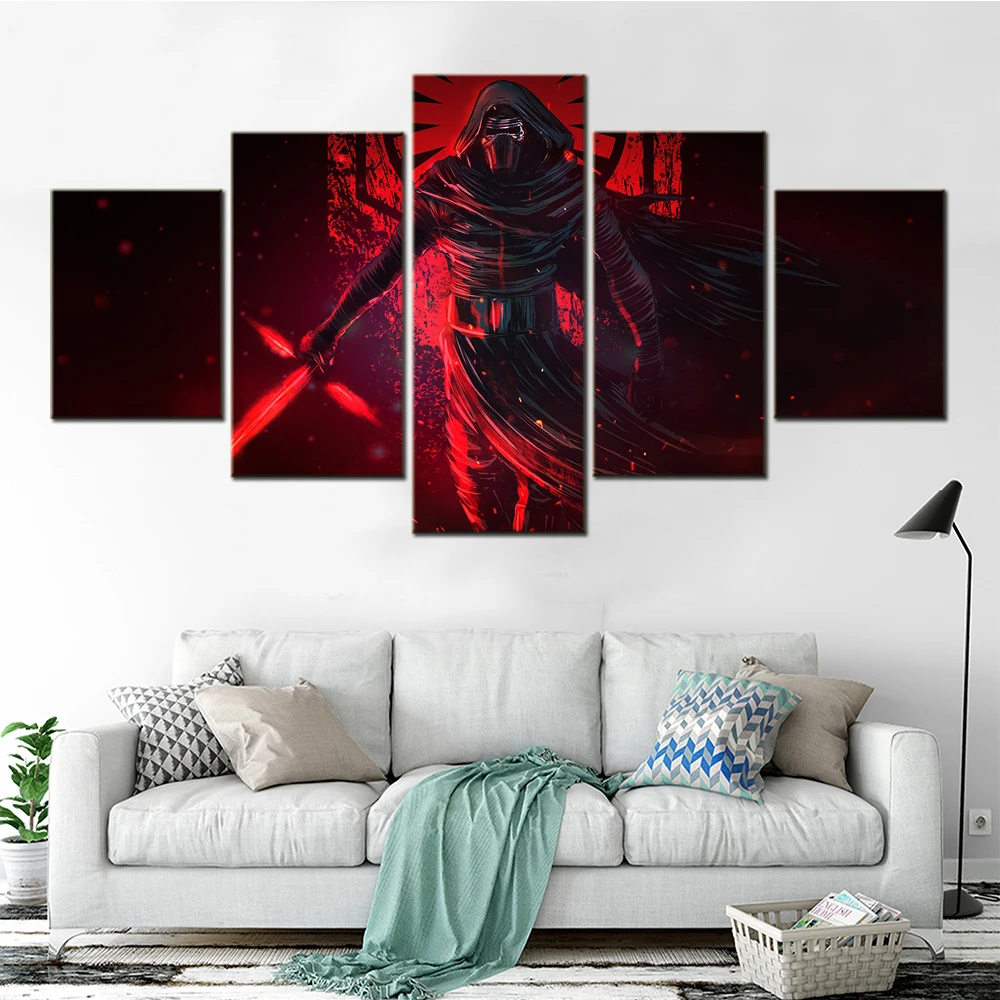 

5 Set Paintings Warrior Lightsaber Wars Canvas Painting For Home Decoration Posters On The Wall Art Living Room Pictures Decor