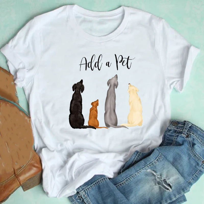 

Women Short Sleeve Cartoon Dog Pet Cute Animal Kawaii Panda 90s Casual Clothes Print Tshirt Female Tee Top Graphic T-shirt