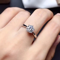 moissanite ring 1ct 6 5mm vvs1 engagement fine jewelry diamond test passed round excellent cut 100 925 sterling silver for girl