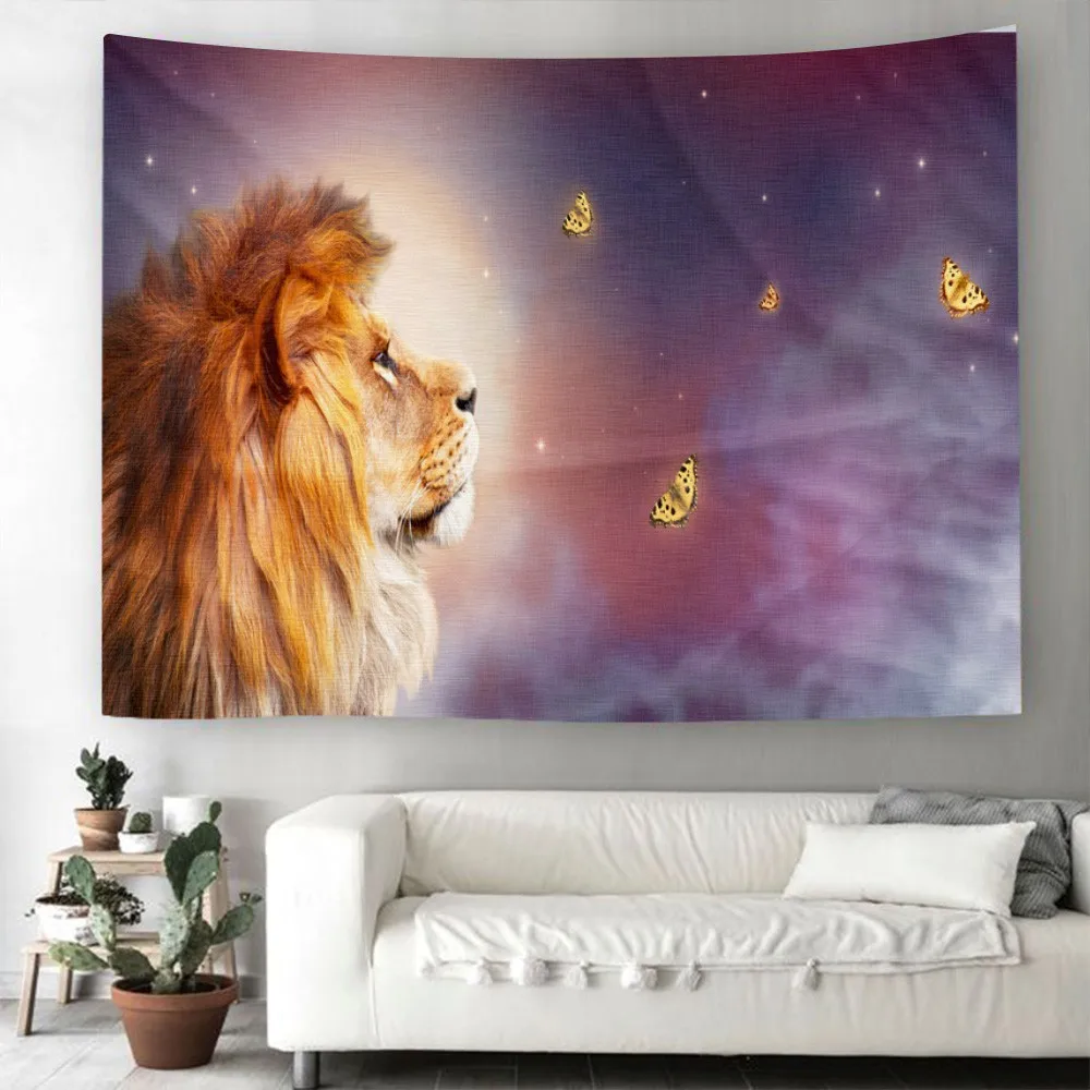 Принтом Тигр львиный гобелен современный на стену для домашнего декора