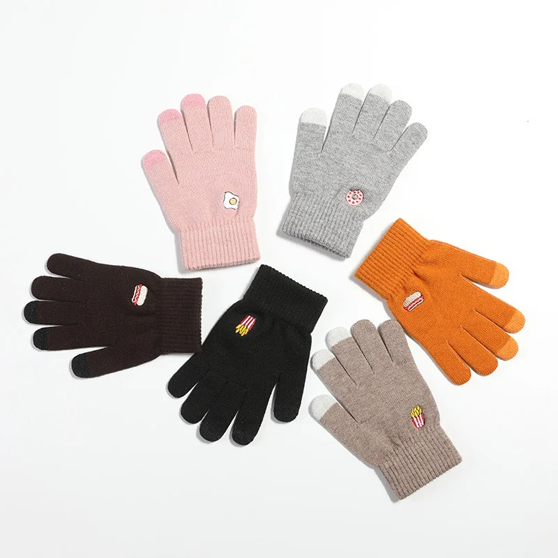 

Перчатки женские зимние вязаные, с вышивкой, для сенсорных экранов