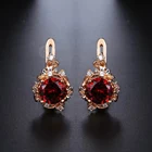 Женские серьги с красным кубическим цирконием 585 пробы, женские серьги из розового золота, женские вечерние свадебные украшения, подарки на день Святого Валентина KGE176A