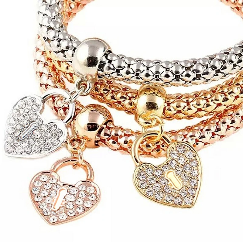 Браслет женский 3 шт./компл. с кристаллами в виде совы корона металлический 18 см |