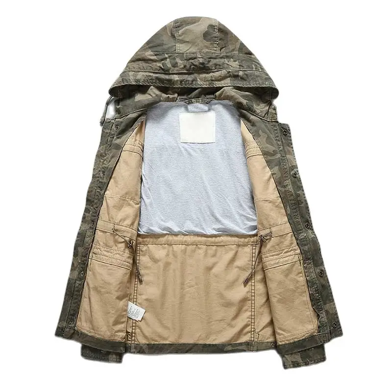 Куртка мужская камуфляжная повседневная армейская ветровка с капюшоном