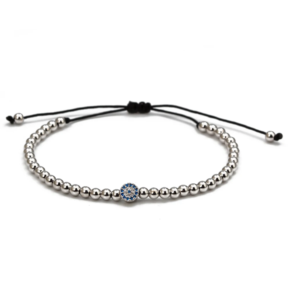 Lucky Eye Micro Pave сглаза плетеный браслет-талисман Веревка Цепь розовое золото серебро цветный бусины браслет подарки для женщин мужчин EY6728