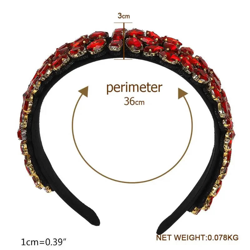 

Hair Hoop Women Baroque Jewelry Wide Headband Rainbow Hologram Crystal Rhinestone Bandana New