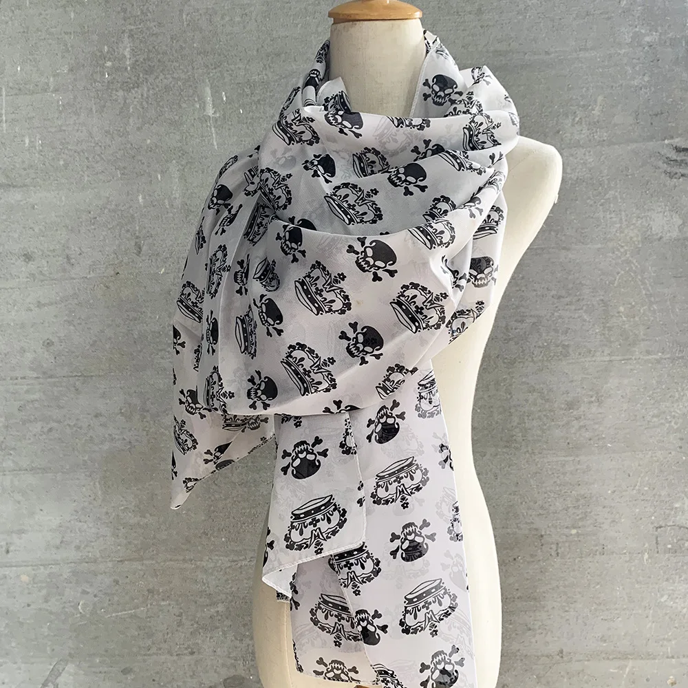 2020 Новинка для женщин с принтом черепа шелковые шарфы осень зима теплые женские
