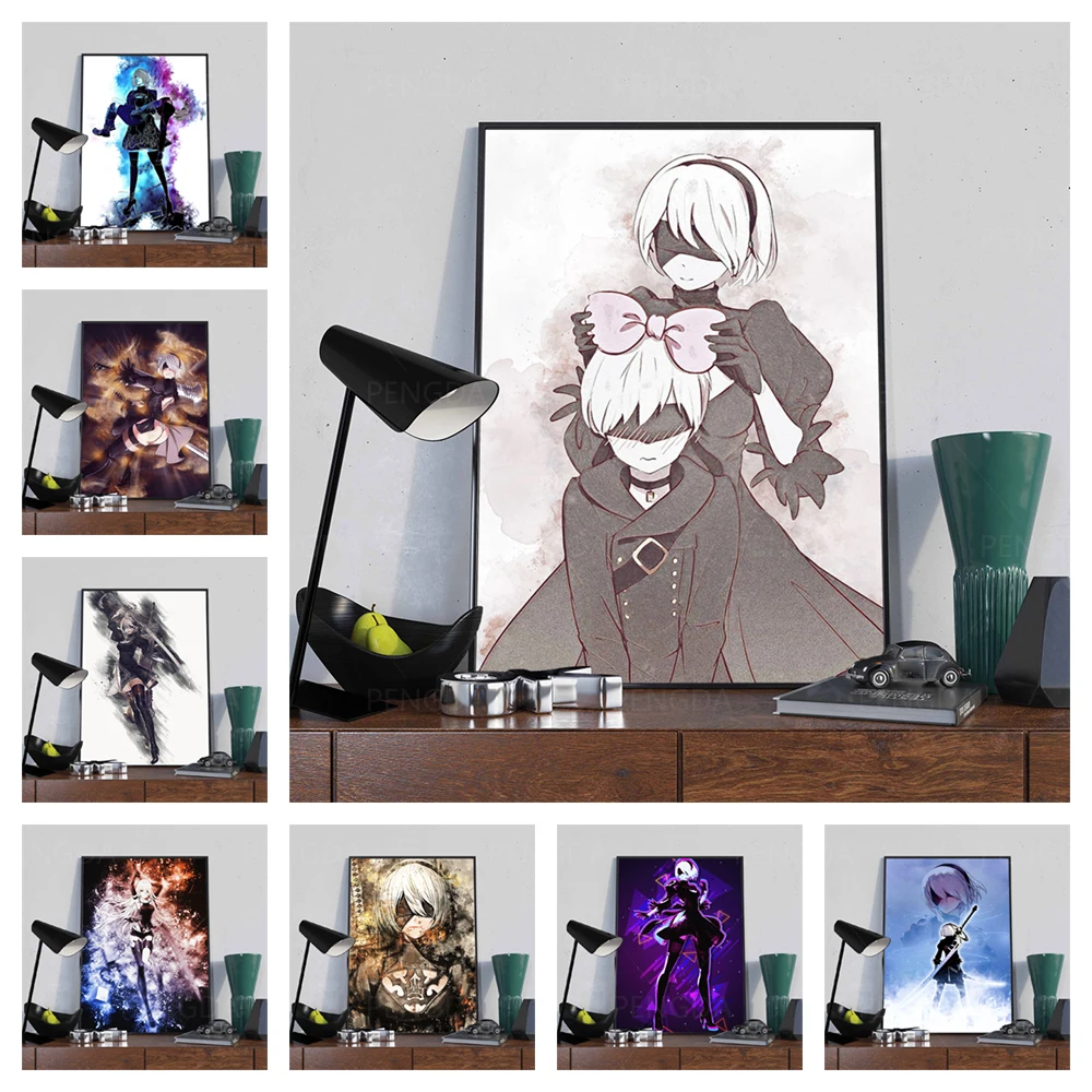 

Home Decor Canvas Japanese Anime Painting Nier Automata Pictures Wall Artwork HD Prints Modular Poster No Frame For Living Room