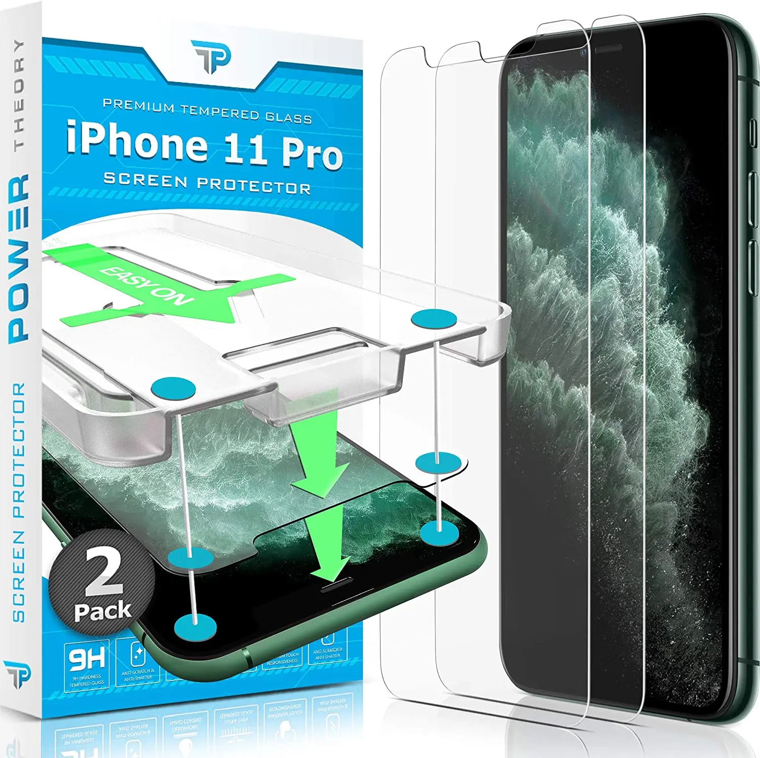 

Теория мощности, Защита экрана для iPhone 11 Pro [2 шт. в упаковке] с комплектом легкой установки [Премиум Закаленное стекло для iPhone 11Pro]