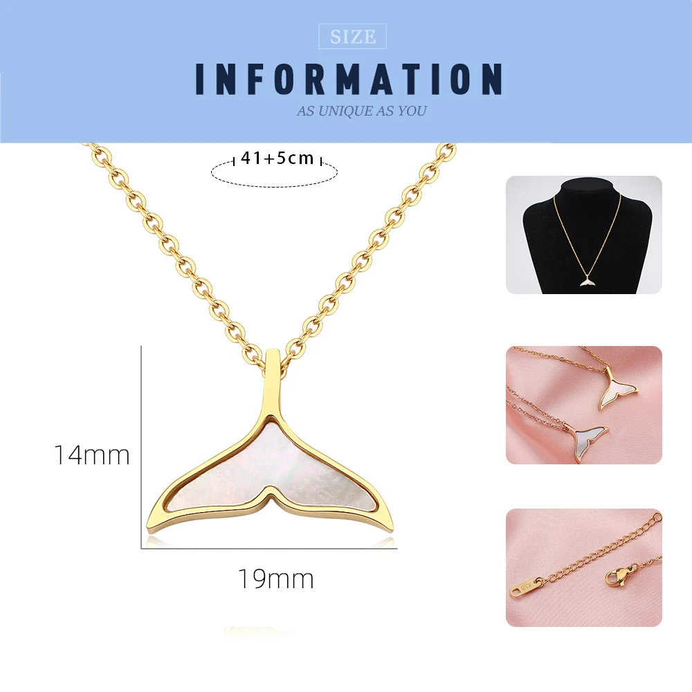 Ожерелье с подвеской в виде рыбки и хвоста из нержавеющей стали