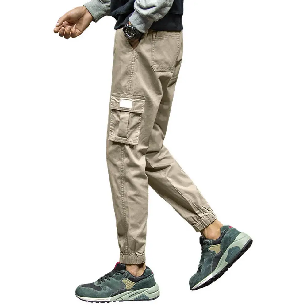 

Pants Men Casual Wear-resistant Large Size Ankle-tied Drawstring Cotton Pants Trousers Men's Clothing 2021