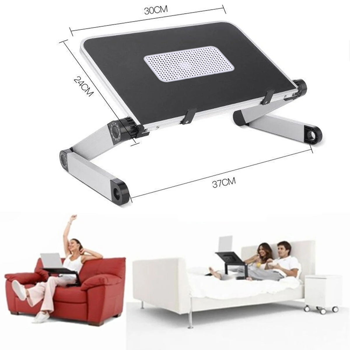 

Portable Adjustable Aluminum Laptop Desk Stand Table Vented Ergonomic TV Bed Lap Stand Up Working Office PC Riser Bed Sofa