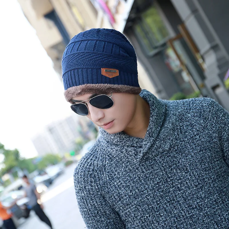 

Осень/Зима 2021, Мужская Флисовая теплая вязаная шапка, утепленная шерстяная шапка, лыжная шапка для улицы, шапка, зимняя шапка