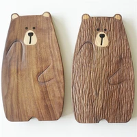 cute bear wood board bread plate block bear shape tray black walnut cutting board table decor kitchen accessories coaster