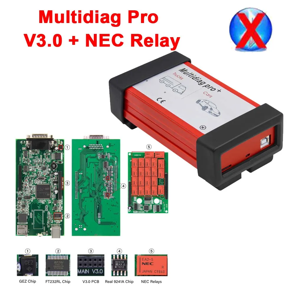 Multidiag Pro TCS Pro. R3/. R1 V3.0 PCB NEC Реле 9241A Bluetooth Multidiag Pro OBDII Автомобильный грузовик диагностический инструмент OBD2 сканер,00 - Цвет: Multidiag Pro