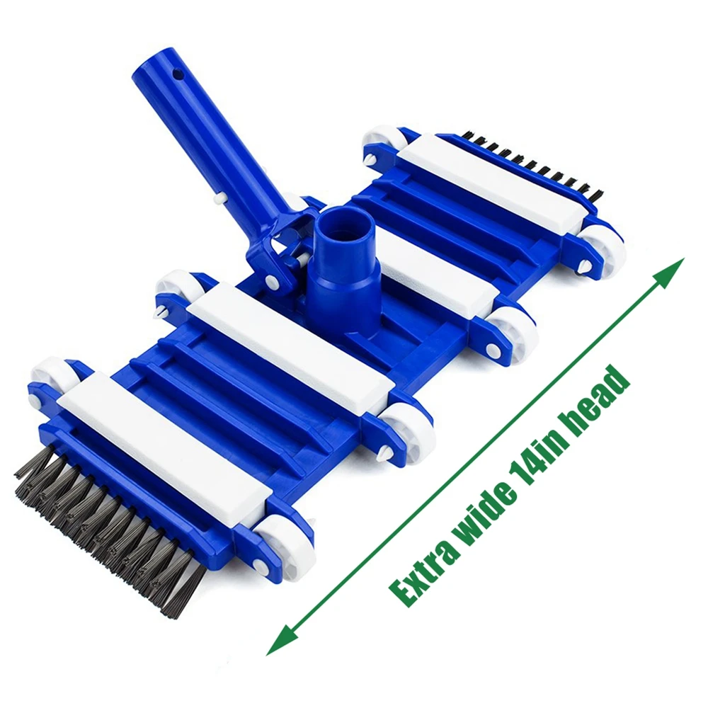 

14 Inch Pool Vacuum Head Brush with Nylon Side Bristles Cleaning Accessories for Above/ Inground Swimming Pool/ Hot Tub