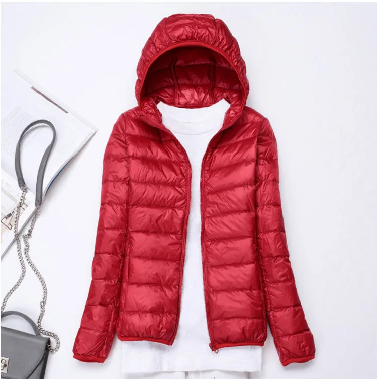 RD1 7XL, зимний женский пуховик с капюшоном, длинная куртка, белый утиный пух, Женское пальто, ультра-тонкий светильник, одноцветные куртки, пальто, портативные парки - Цвет: RD1