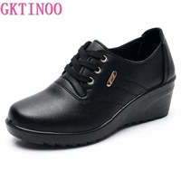 gktinoo 2022 spring autumn womens leather sneakers platform shoes lady wedge casual shoes mother high heels lace up shoes