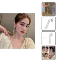 stylish dangle earring shiny accessory imitation pearl long earring clip earring earring 1pc