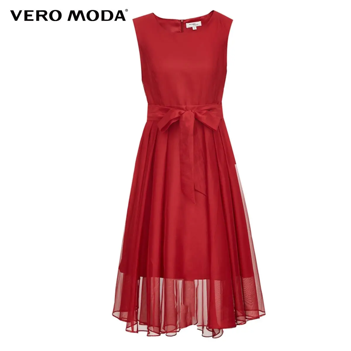 

Vero Moda Women Vintage Belt Sleeveless Mesh Patchwork Party Dress | 32017A505
