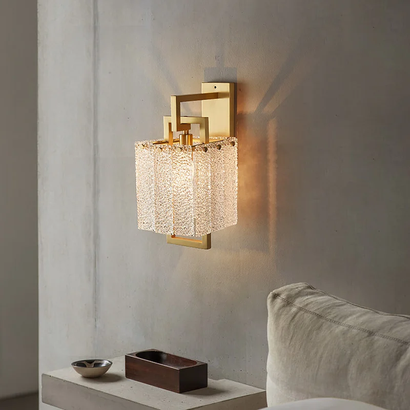 

Медная настенная лампа, Креативный светодиодный светильник с кристаллами, бра с золотым фоном для гостиной, столовой, спальни, лестницы