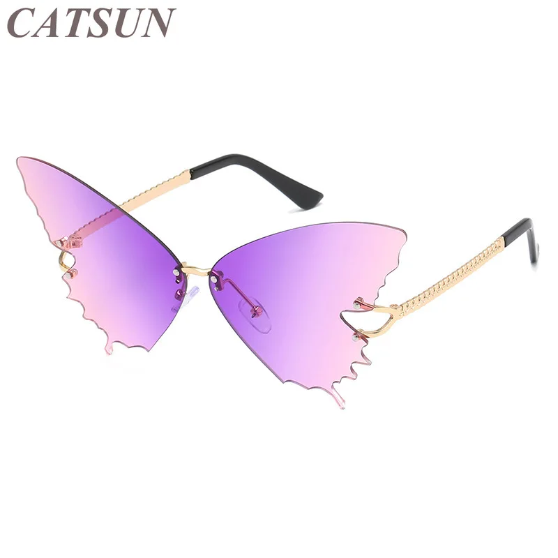 

20201 New Fashion Butterfly Personality Women Sunglasses Metal Large Frame Gradient Trend Street Sexy Temperament Glasses