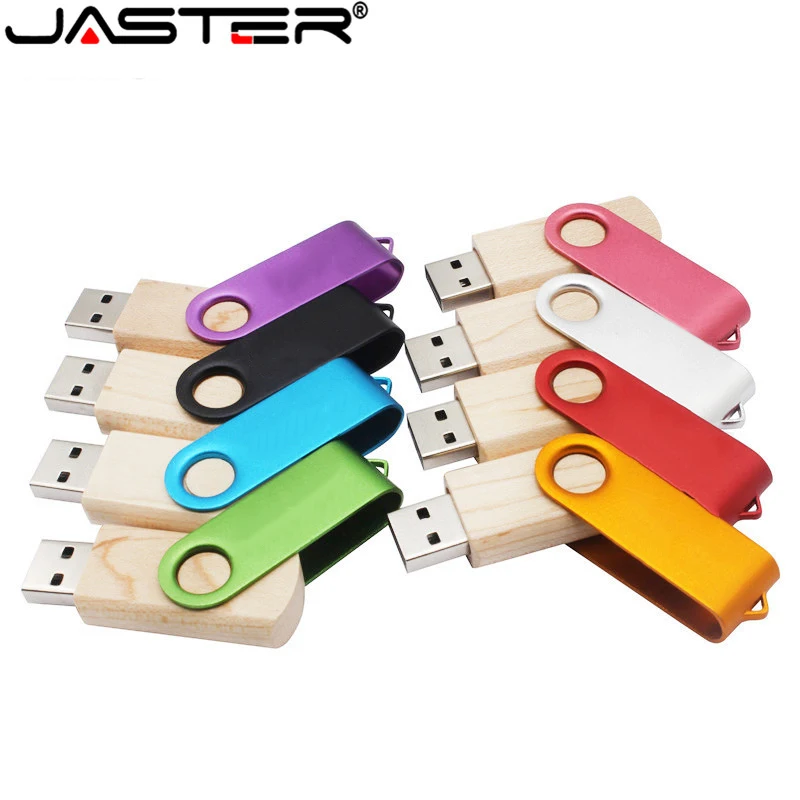 

JASTER Custom Logo Wooden USB Flash Drive Interface Pen Drive Memory USB 2.0 4GB 8GB 16GB 32GB 64GB U Disk USB Stick Pendrive