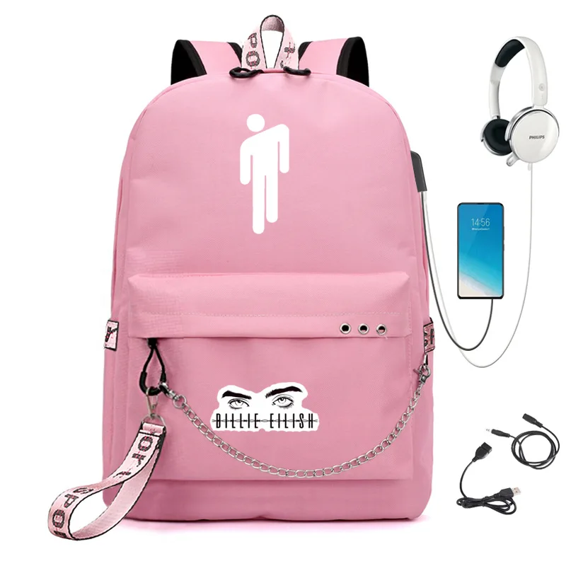 Многофункциональный рюкзак BILLIE EILISH классные школьные ранцы с USB зарядкой для