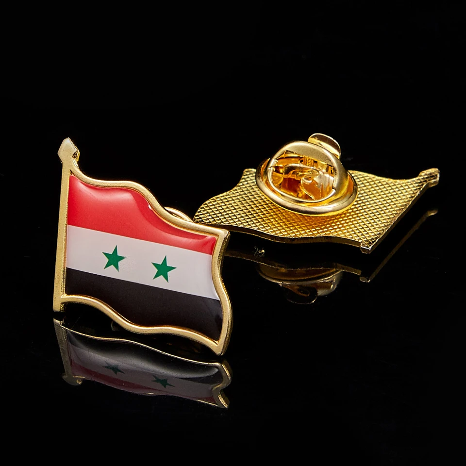 5PCS Syria Patriotism Conflict Battle Color Metal Gold Plated Epoxy Waving Flag Lapel Pins Safety | Дом и сад