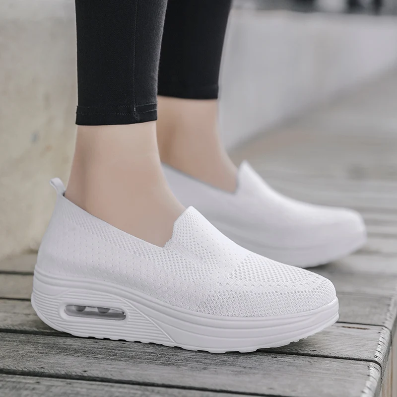 

2021 New Women Air Cushion Sneakers Platform Shoes Women Slip on Summer Flats Female Soft Loafers Ladies Casual Walking
