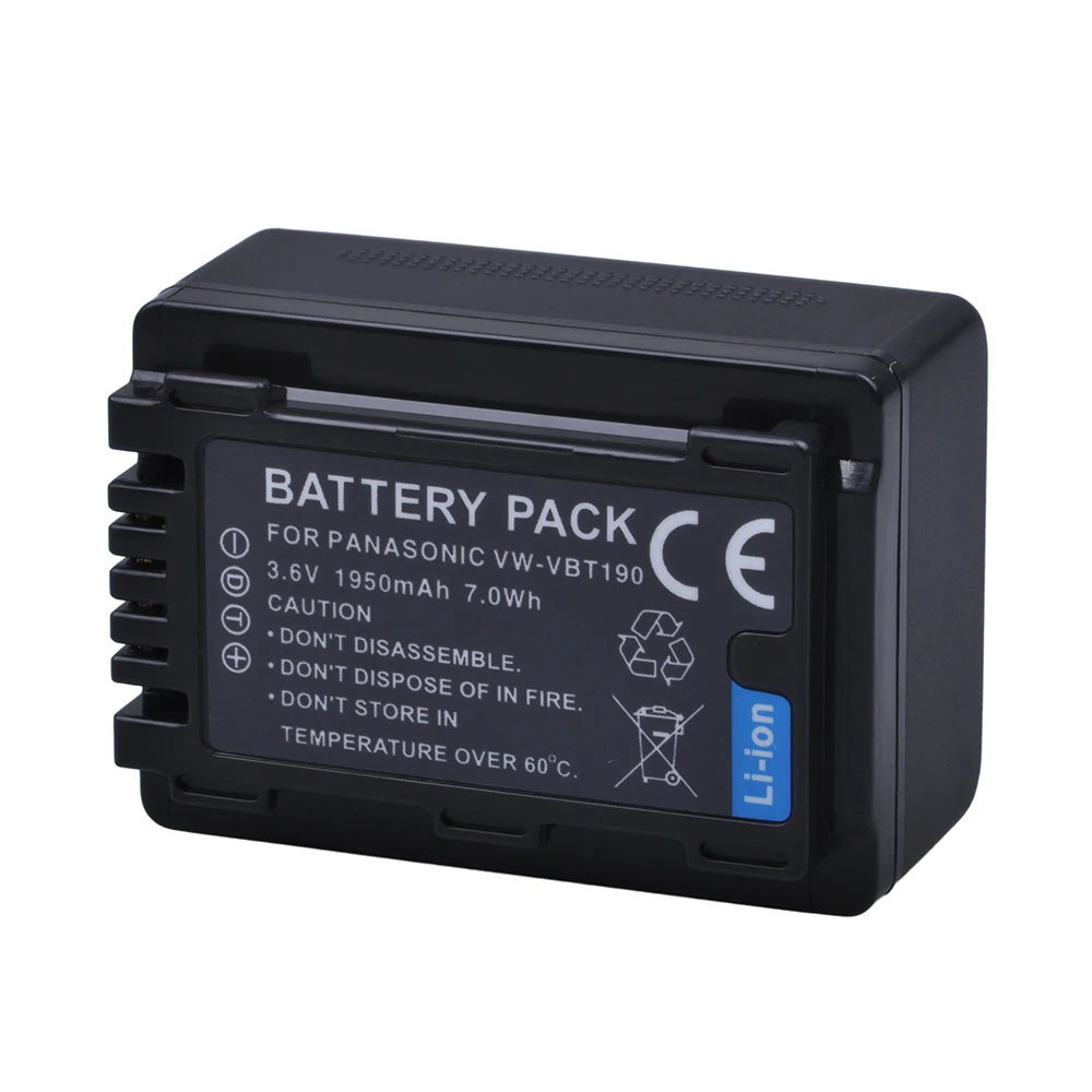 2Pcs VW-VBT190 VW VBT190 Li-ion Battery for Panasonic HC-V110 HC-V800GK HC-VXF990 HC-V180 HC-W570 HC-V210 HC-WX970 HC-V250