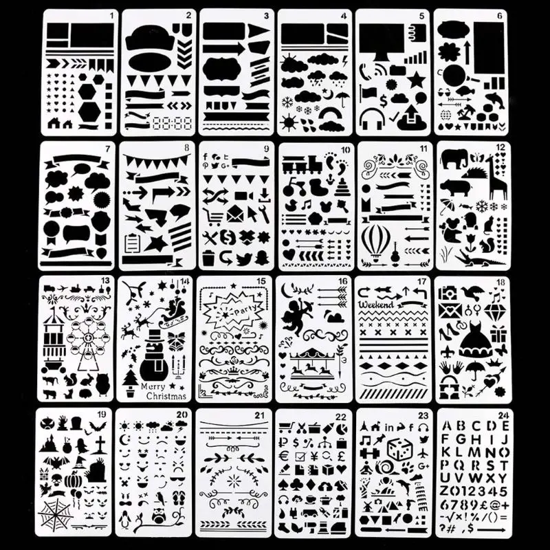 

24 шт./компл. шаблон для дневника линейка трафарет доска для рисования DIY альбом украшение инструмент Ремесло Школа поставка