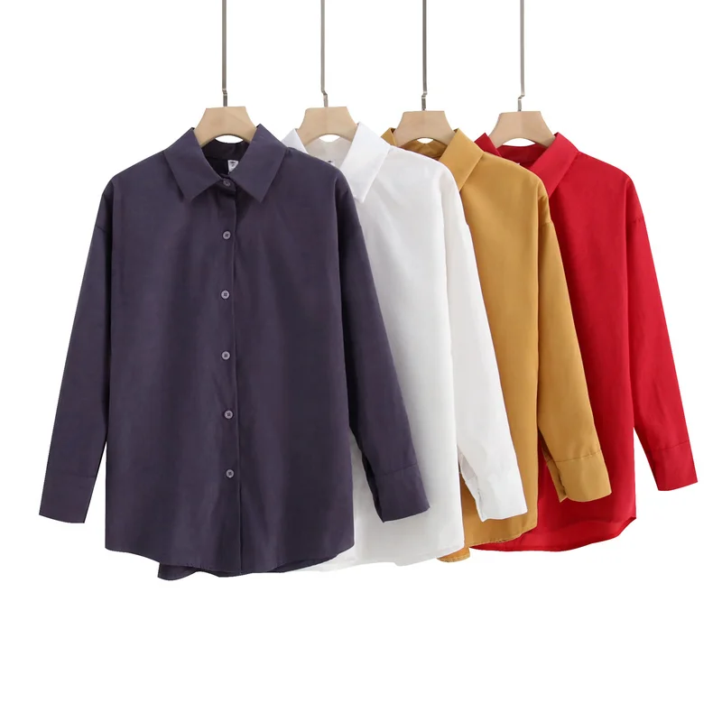 

Women loose Shirt 2020 spring autumn Fashion Full Batwing Sleeve Female Vintage Blouse Casual Shirts Solid Streetwear Tops